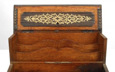 English Victorian Oak Lap Desk Box