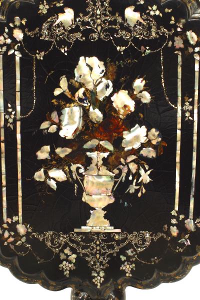 English Victorian Paper Mache Lacquered End Table