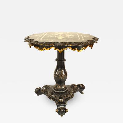 English Victorian Paper Mache Lacquered End Table