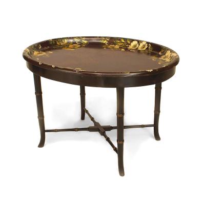 English Victorian Papier Mache Floral Coffee Table