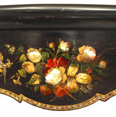 English Victorian Papier Mache Lacquered Console Table