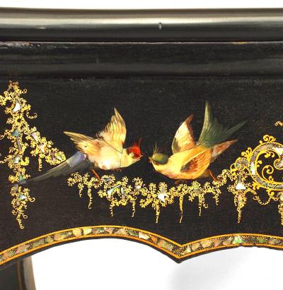 English Victorian Papier Mache Lacquered Console Table