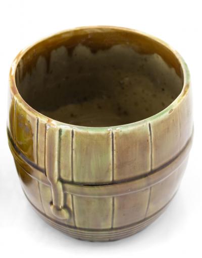 English Victorian Porcelain Barrel and Dog Box