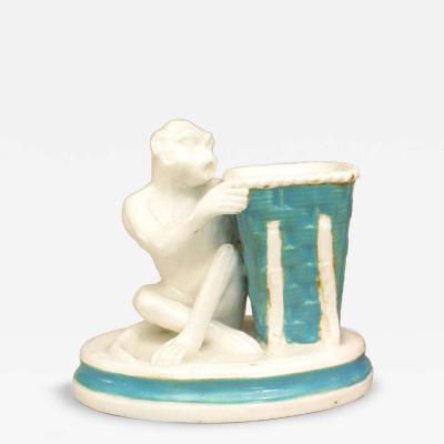 English Victorian Porcelain Monkey Vase