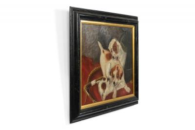 English Victorian Puppies Oil Painting