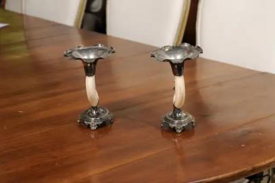 English Victorian Rodgers Sons 19th Century Game Animal Horns on Silver Mounts