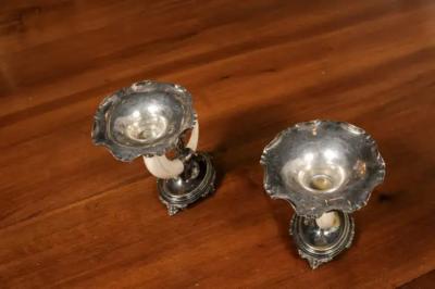 English Victorian Rodgers Sons 19th Century Game Animal Horns on Silver Mounts