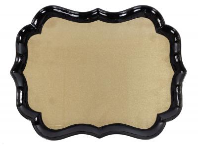 English Victorian Scalloped Gold Glass and Ebonized Wood Coffee Table