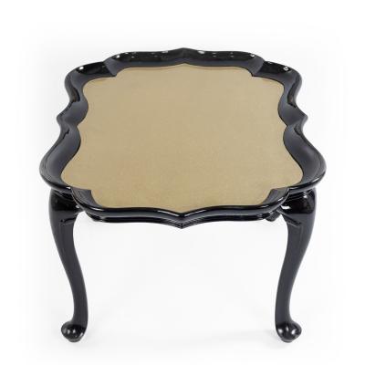 English Victorian Scalloped Gold Glass and Ebonized Wood Coffee Table