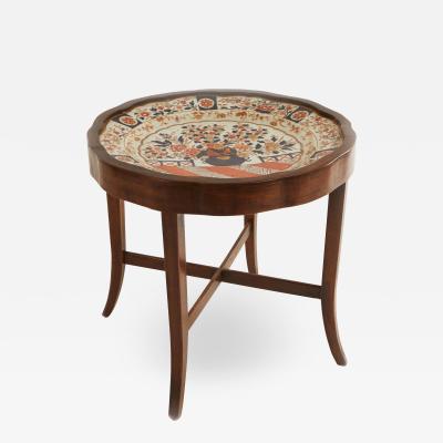 English Victorian Scalloped Porcelain End Table