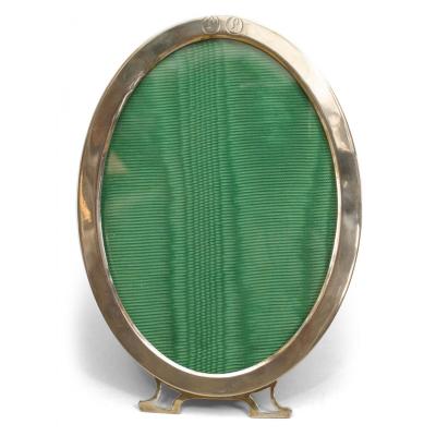 English Victorian Silver Oval Picture Frame