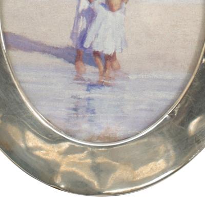 English Victorian Silver Oval Picture Frame