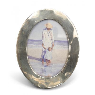 English Victorian Silver Oval Picture Frame