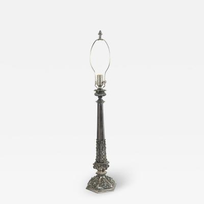 English Victorian Silver Plate Table Lamp