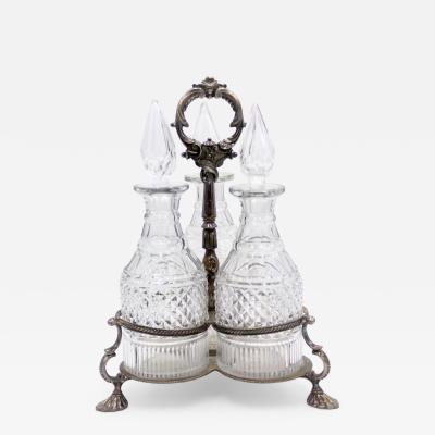 English Victorian Silver Plate Tantalus Set