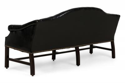 English Victorian Style Black Tufted Camelback Sofa