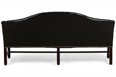 English Victorian Style Black Tufted Camelback Sofa