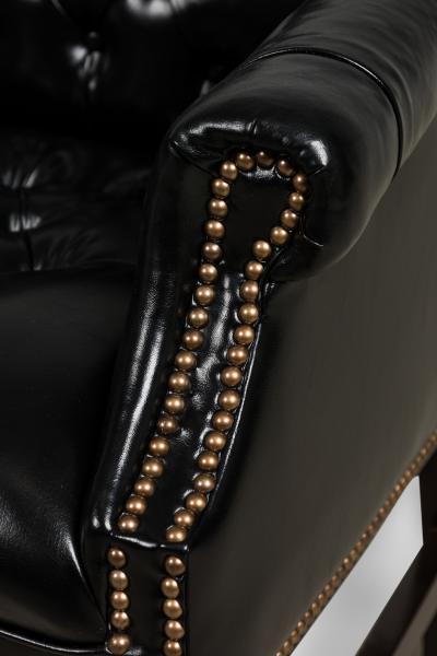 English Victorian Style Black Tufted Camelback Sofa