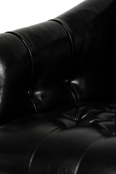 English Victorian Style Black Tufted Camelback Sofa