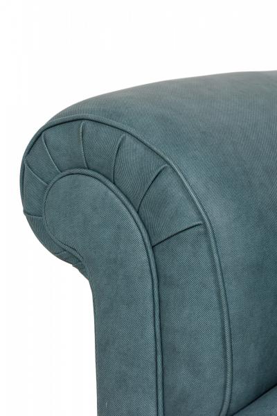English Victorian Style Blue Gray Textured Vinyl Upholstered Sofa manner of How