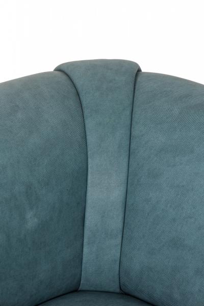 English Victorian Style Blue Gray Textured Vinyl Upholstered Sofa manner of How