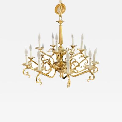 English Victorian Style Brass Chandelier 15 Arms