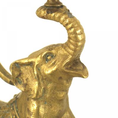 English Victorian Style Brass Elephant Candlestick