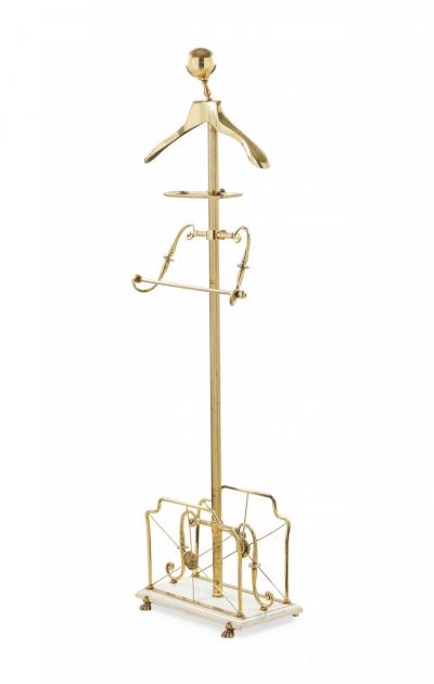 English Victorian Style Brass and Beige Wood Valet Stand