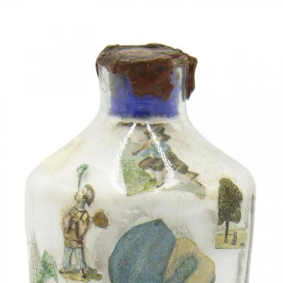 English Victorian Style Glass Bottle With Decals