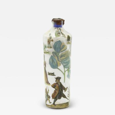 English Victorian Style Glass Bottle With Decals