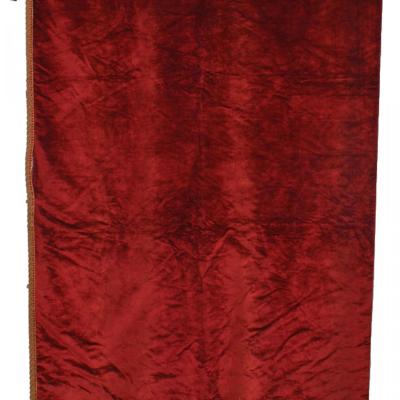 English Victorian Style Maroon Velvet Corded Border Drape