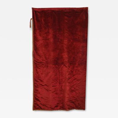 English Victorian Style Maroon Velvet Corded Border Drape