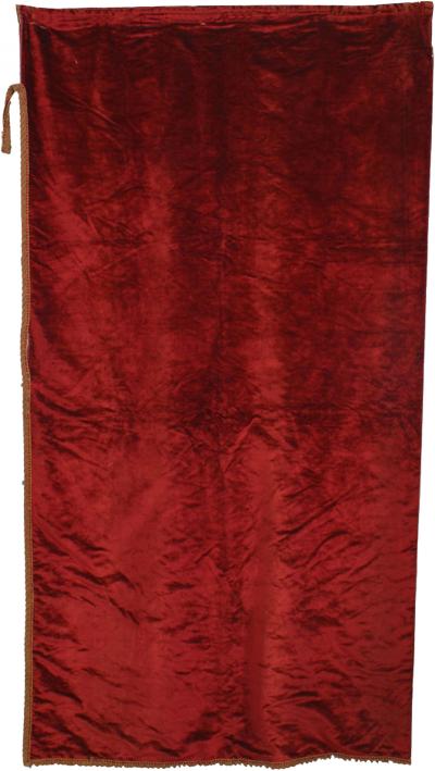 English Victorian Style Maroon Velvet Corded Border Drape