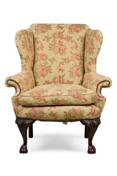 English Victorian Tan Wing Chair