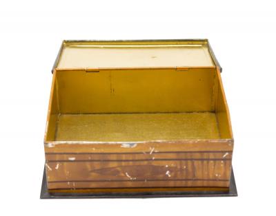 English Victorian Trompe Loeil Marquetry Tin Box