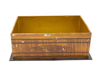English Victorian Trompe Loeil Marquetry Tin Box