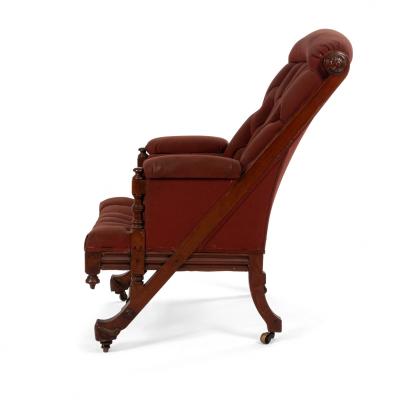 English Victorian Tufted Walnut Arm Chair