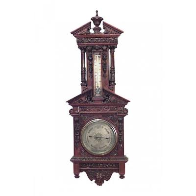 English Victorian Walnut Wall Barometer