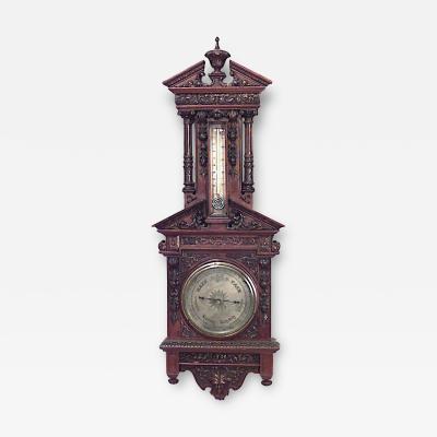English Victorian Walnut Wall Barometer