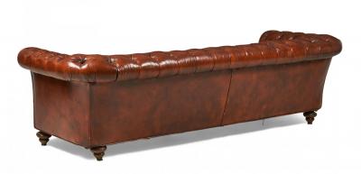 English Victorian Warm Brown Leather Tufted Chesterfield Sofa