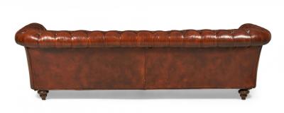 English Victorian Warm Brown Leather Tufted Chesterfield Sofa