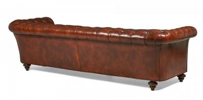 English Victorian Warm Brown Leather Tufted Chesterfield Sofa