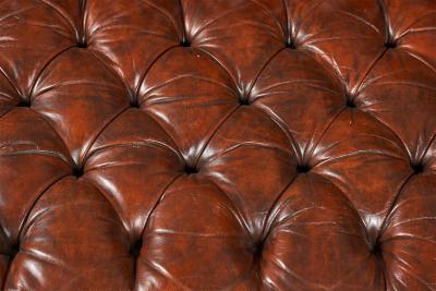English Victorian Warm Brown Leather Tufted Chesterfield Sofa