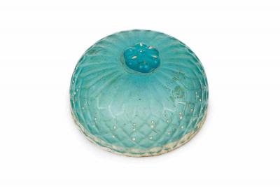 English Victorian Webb Style Blue Glass Vase with Lid