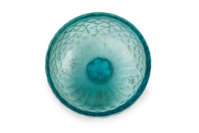 English Victorian Webb Style Blue Glass Vase with Lid