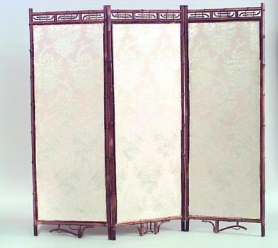 English Victorian bamboo 3 fold screen