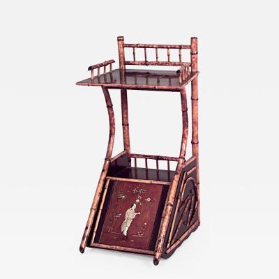 English Victorian bamboo and black lacquer shaped side end table