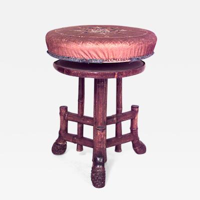 English Victorian bamboo round swivel stool