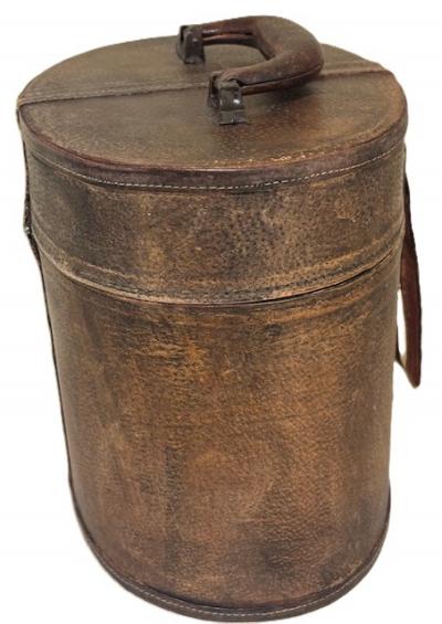 English Victorian brown leather hat box