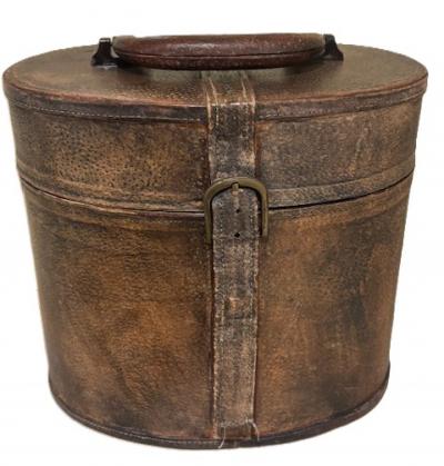 English Victorian brown leather hat box